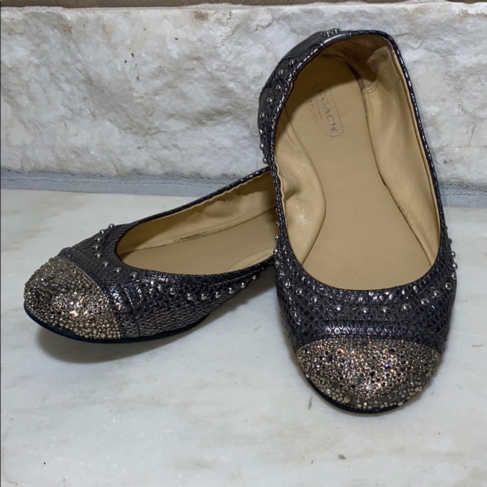 COACH Ballet Flats in Pewter Snake